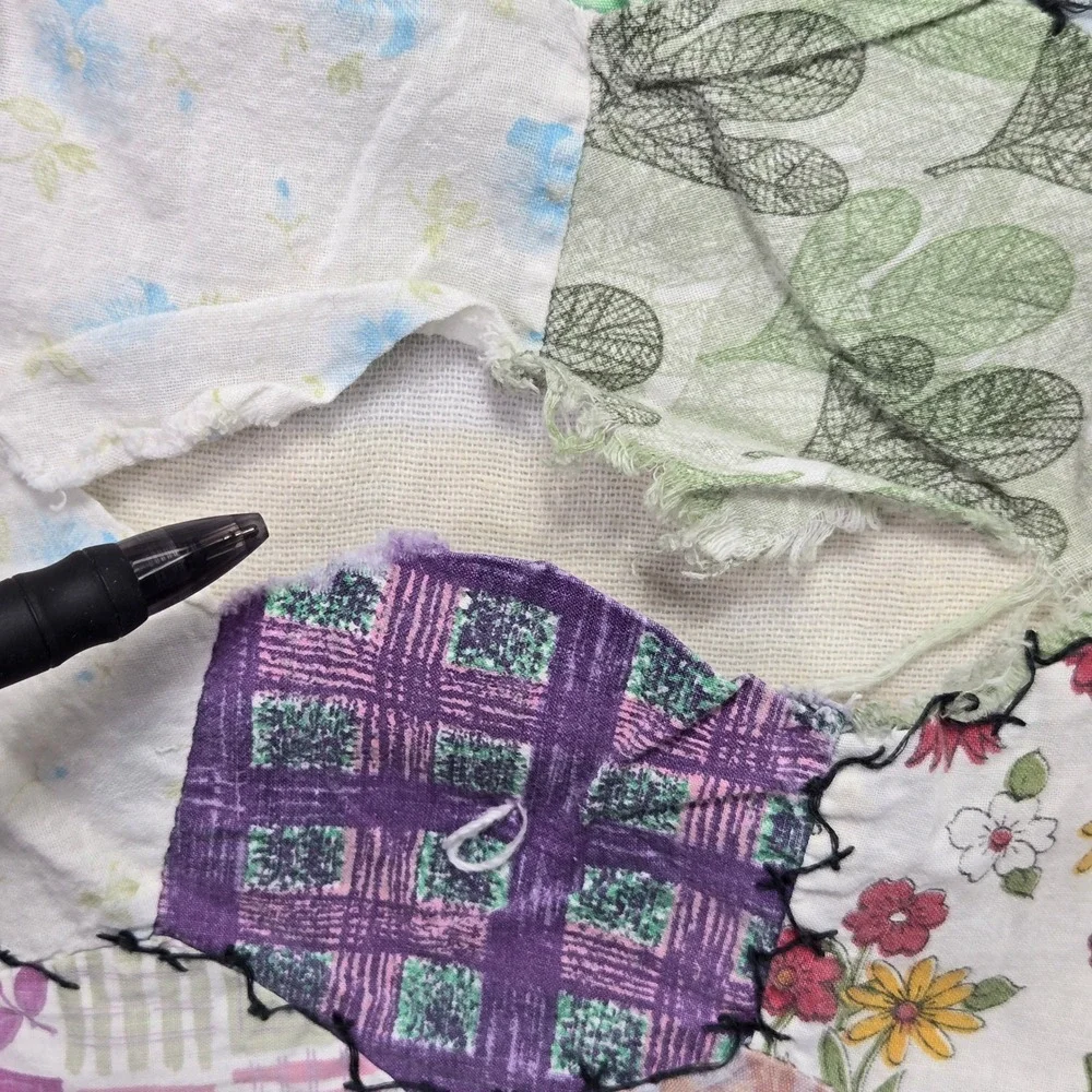VTG‎ Handmade Hexagon Grandmother Flower Garden Patchwork Antique Quilt 72x70